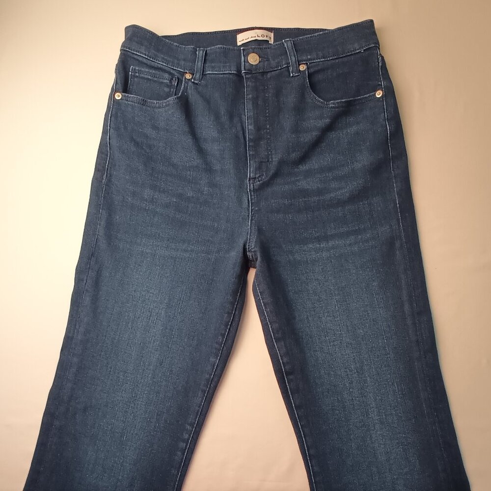 Loft Denim Jeans Size 30/10 The Slim Flare High Rise Dark Wash - Picture 2 of 11